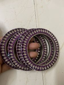 Sparkling Purple Bangles Set