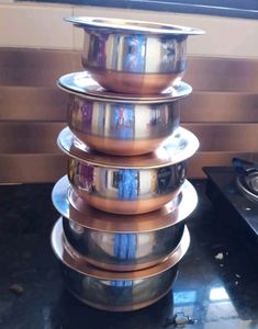 Stainless Steel Serving Bowl Copper Bottom Handi