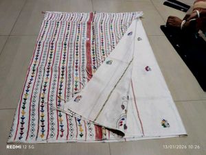 Elegant Embroidered White Saree
