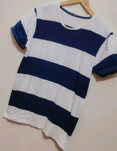 Navy Blue &amp; White Lines T-shirt For 36 Chest