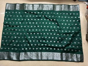Elegant Dark Green Banarasi Silk Saree