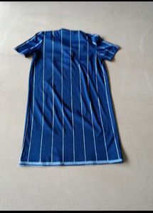 Navy Striped Floral Polo Dress