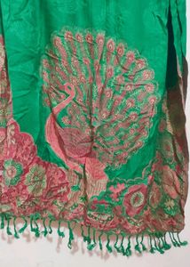 Green 🟢 Peacock Print Winter Shawl