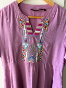 Embroidered Purple Ethnic Dress/Kurta