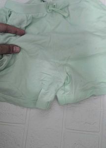 Pink Polka Dot top and light green shorts