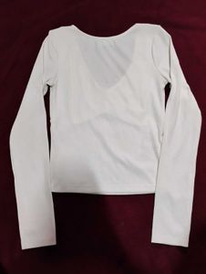 Bershka White Long Sleeve Top (Made in Turkey)
