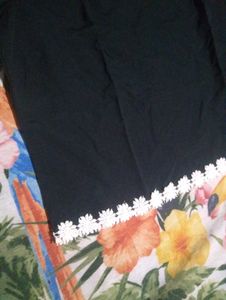 Chic Black Top with White Lace Trim