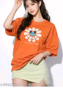 Cute Daisy Graphic Orange T-Shirt