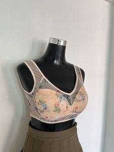 Sheer Floral Print Bra Top