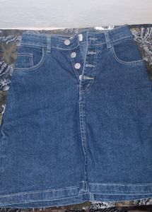 Classic Blue Denim Button-Up Skirt