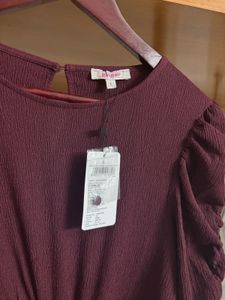New “GINGER” Maroon Puff Sleeve Midi Dress