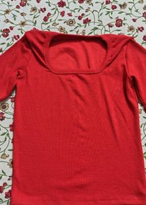 Red Square Fitted Top