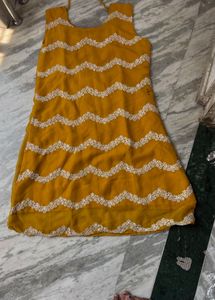 Yellow Embellished Sleeveless Blouse