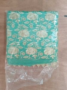 New Embroidered Teal Suit Material with dupa