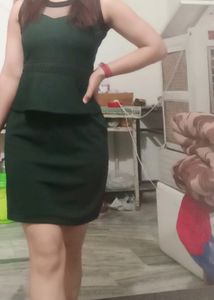 Chic Mesh Neckline Peplum Dress
