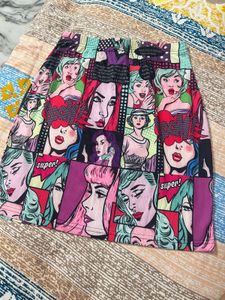 Berrylush multicoloured graphic simply mini skirt