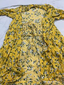 Yellow Floral Print Maxi Dress
