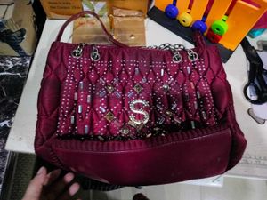 Embellished Red Clutch Bag