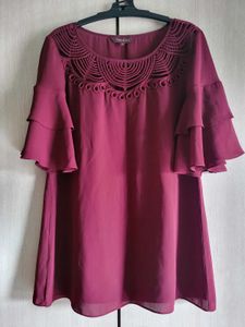 Cutout Neckline Blouse