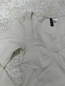 Ribbed Long Sleeve Corset Top