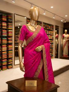 Heavy Aari Work Pink Silk Blouse