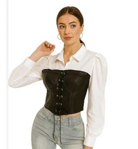 Chic Faux Leather Corset Top