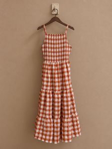 Rust Gingham Tiered Sundress