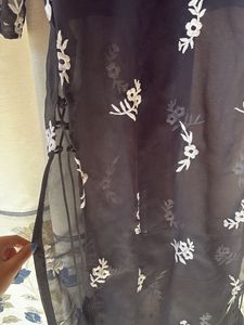 Elegant Black Kurta with White Floral Embroidery