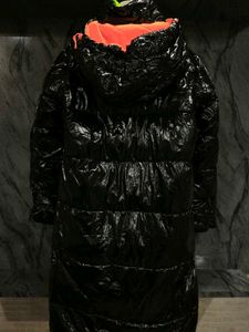 Black Puffer Coat with Neon Accents
