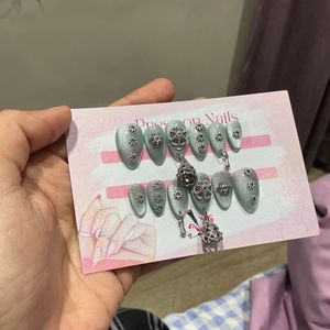 Navratri Steampunk Press-On Nails with Charms