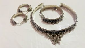 Boho Chic Oxidized Silver Anklet