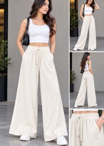 Cream Wide Leg Pants