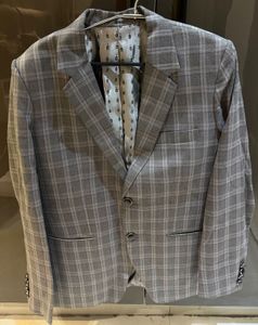 Men's Grey Plaid Blazer