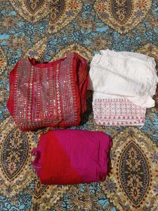 Beautiful Red & White Kurta Set