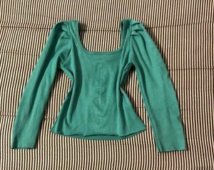 Teal Long Sleeve Puff Top