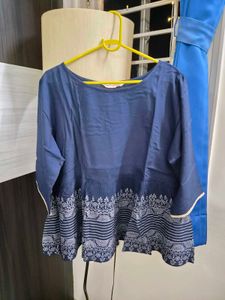 Stylish Blue Kurta with Border Print