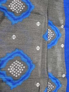 Stylish Grey &amp; Blue Bandhani Saree