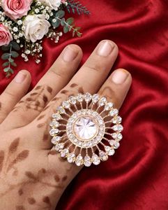 💖 Big Diamond Sunburst Ring - Cocktail Party Rin