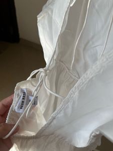 Sheer White Puff Sleeve Tiered Midi Dress