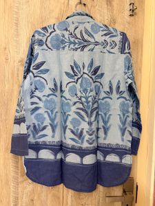 Blue Floral Print Button-Down Shirt