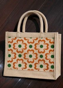 Cute Floral Jute Tote Bag