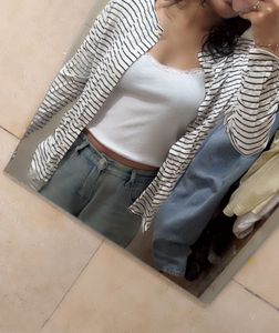 Striped Open Front Cardigan