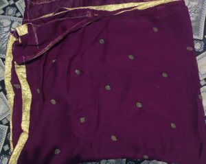 Designer Purple dupatta with Golden Border