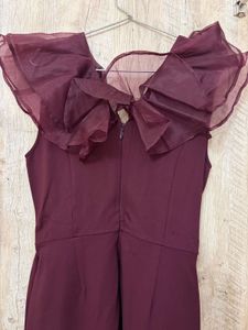 Elegant Burgundy Ruffle Jumpsuit