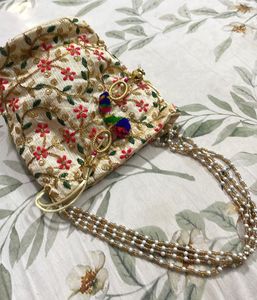 Floral Embroidered Potli Bag