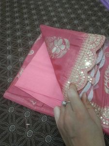 Pink Paisley Saree