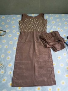 Embellished Brown Kurta Set