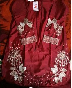 Maroon Embroidered Kurta Set