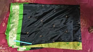 Black Saree with Green Border