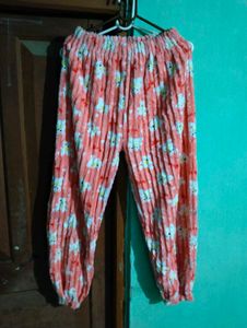 length 36,Cozy Coral Floral Print Pajama Pants